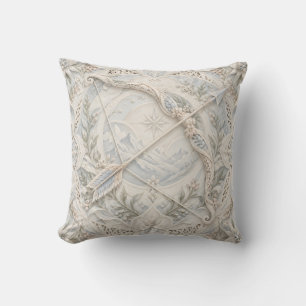 Cojín Decorativo Sagitario en Estilo de Relieve de Porcelana Azul M