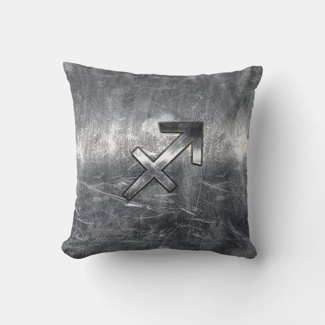 Cojín Decorativo Sagittarius Symbol Grunge Estilo Acero Molesto (Anverso)