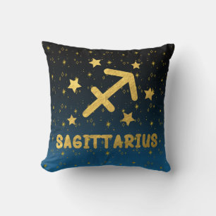 Cojín decorativo Sagittarius Zodiac Azul y Oro