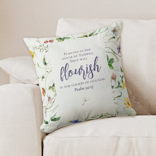 Cojín Decorativo Sagrada Escritura de Flores Silvestres al Acuarela