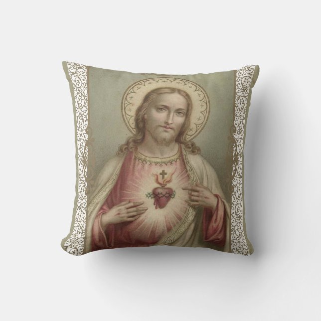 Cojín Decorativo Sagrado Corazón de Jesús Religiosa Divina Miserico (Anverso)