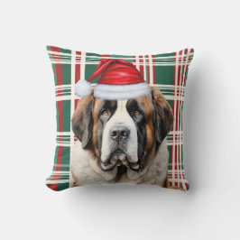Cojín Decorativo Saint Bernard Dog Seasonal Plaid Christmas Holiday