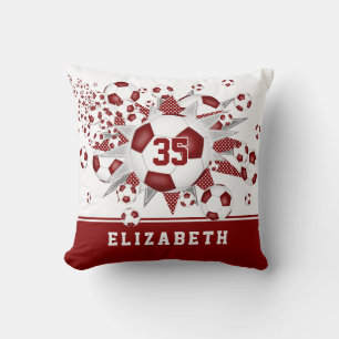 Cojín Decorativo sala de deportes maroon chicas estrellas de balonc