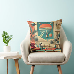 Cojín Decorativo Sala de estar familiar de la era espacial futurist