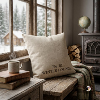 Cojín Decorativo Sala de Invierno Tipografía Rústica Beige