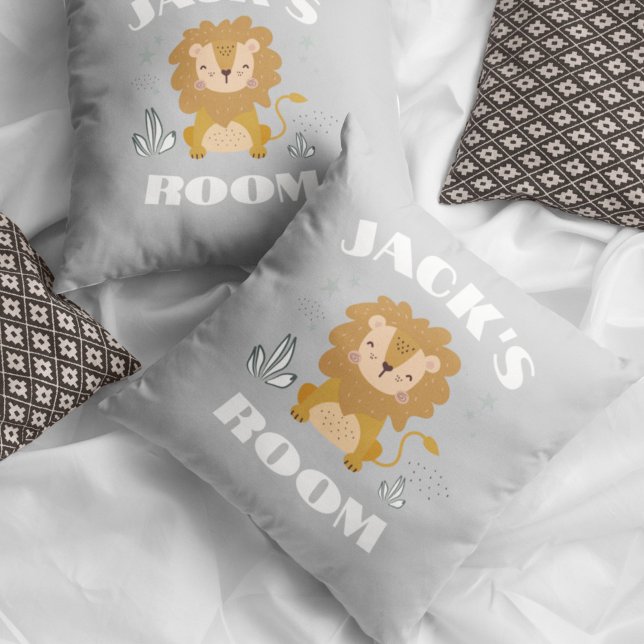 Cojín Decorativo Sala de Niños de Enfermería Personalizada de León  (Gray Lion Customized Nursery Kids Room Throw Pillow
)