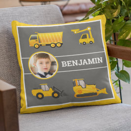 Cojín Decorativo Sala para niños con foto de construcción de camion