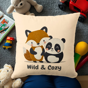 Cojín Decorativo Sala para niños decorada por Fox y Panda Cute Anim