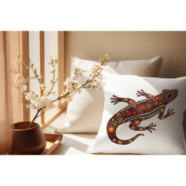 Cojín Decorativo salamandra de estilo aborigen con colores rojos