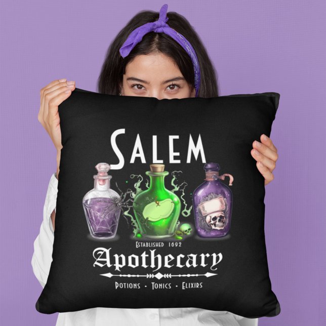 Cojín Decorativo Salem de Halloween Potions Apothecary Tonics Elixi (Subido por el creador)