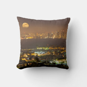 Cojín Decorativo Salida de la luna sobre el horizonte de San Diego