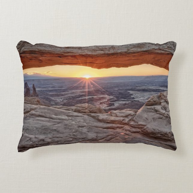 Cojín Decorativo Salida del sol en el arco del Mesa, parque (Anverso)
