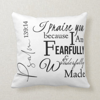 Cojín Decorativo Salmo 139:14 Fearfully Wondermade Christian