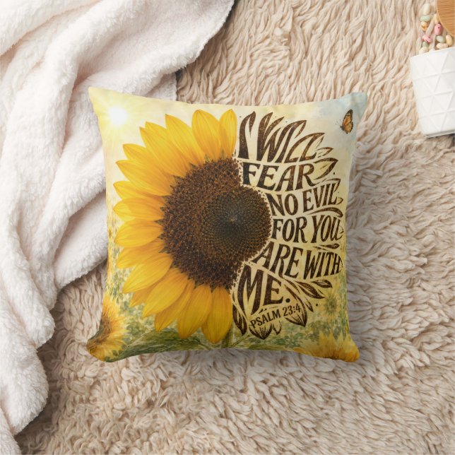 Cojín Decorativo Salmo 23:4 Girasol Amarillo  (Manta)