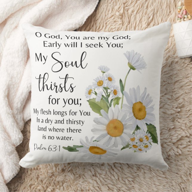 Cojín Decorativo Salmo 63:1 Biblia Escritura Flores de Chamomile (Manta)