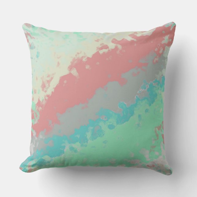 Cojín Decorativo Salmón, abstracto verde y azul (Anverso)