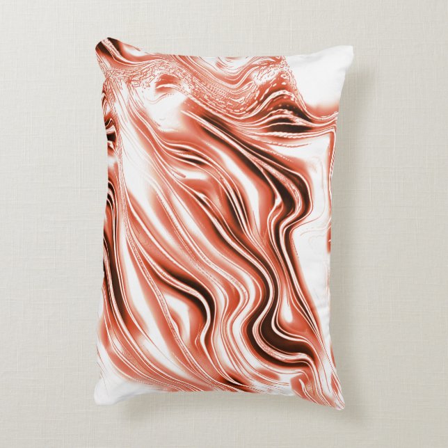 Cojín Decorativo Salmón brillante a rastros rojos largos y ondulado (Atrás (Vertical))