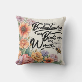 Cojín Decorativo Salmos 147:3 Biblia cristiana Verse Image