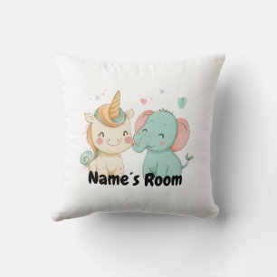 Cojín Decorativo Salón de niños de elefantes caprichosos y amigos d