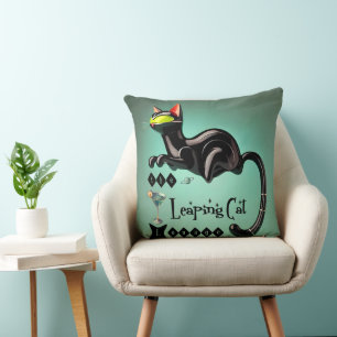 Cojín Decorativo Salón del Gato Saltarín Futurista Atómico