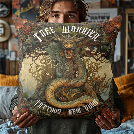 Cojín Decorativo Salón del tatuaje del dragón de árbol japonés pers