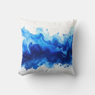 Cojín Decorativo Salpicadura abstracta de acuarela azul sobre fondo