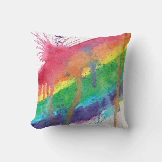 Cojín Decorativo Salpicadura de la pintura del arco iris (Anverso)
