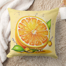 Cojín Decorativo Salpicadura de rebanada de naranja