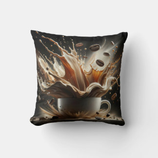Cojín Decorativo Salpicadura dramática de café con granos de café f