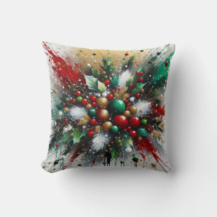 Cojín Decorativo Salpicaduras de Navidad / Estallidos Blancos