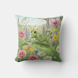 Cojín Decorativo Saltamontes Lindo Y Flores Insectos Pequeños 