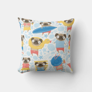 Cojín Decorativo Saltos de vacaciones, playa de verano sin costura.