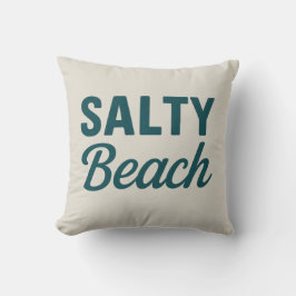 Cojín Decorativo Salty Beach Reversible Teal Coastal Decor Graphic