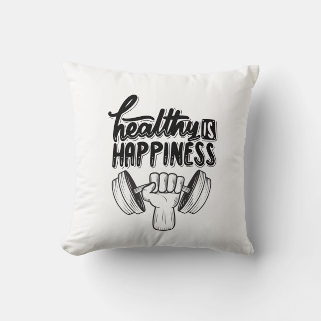 Cojín Decorativo saludable es felicidad diseño de motivación de gim