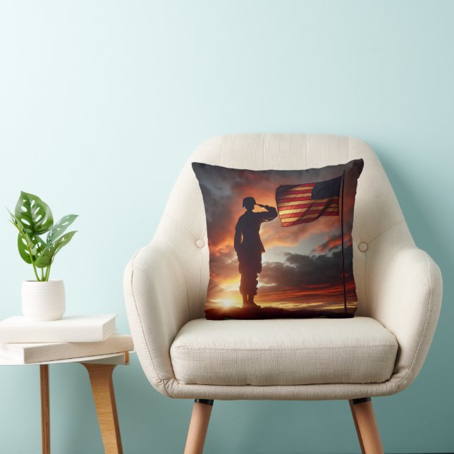 Cojín Decorativo Saludo al soldado estadounidense (Silla)