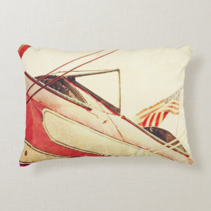 Cojín Decorativo "Saludo" Antiguo Biplano Rojo