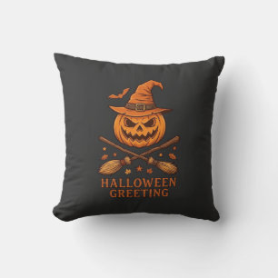 Cojín Decorativo Saludo de Halloween Calabaza Sombrero de Bruja Esc