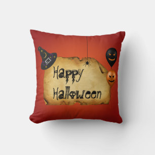 Cojín Decorativo Saludo de Halloween en pergamino antiguo