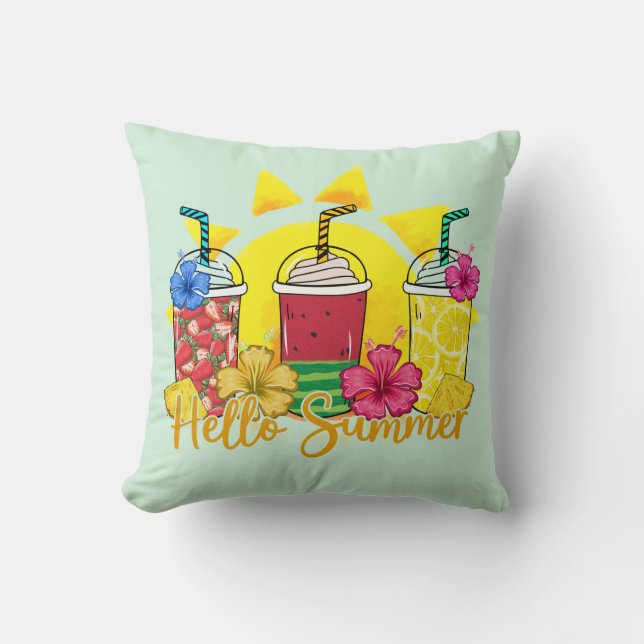 Cojín Decorativo Saludo | Fruta tropical refrescante Smoothie (Anverso)