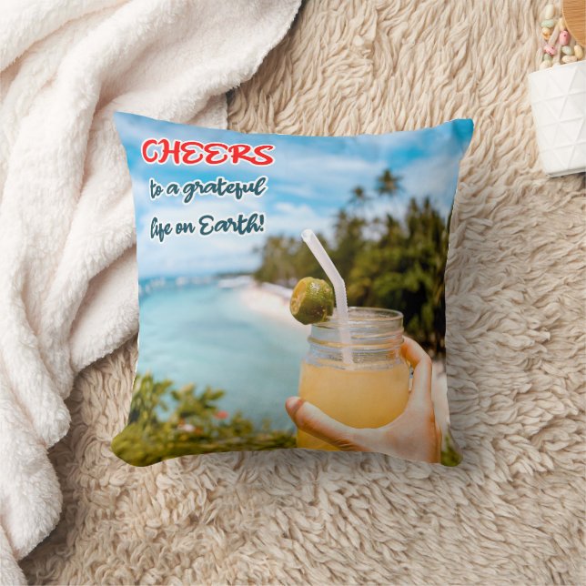 Cojín Decorativo Saludos a una vida agradecida en la Tierra (Manta)