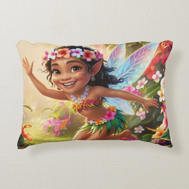 Cojín Decorativo Saludos de hadas tropicales (Anverso)