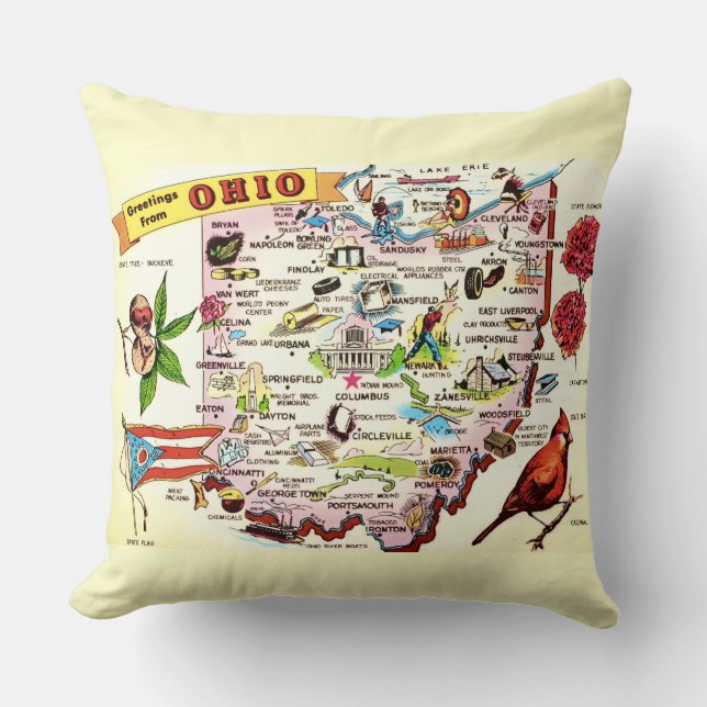 Cojín Decorativo Saludos de Ohio (Anverso)