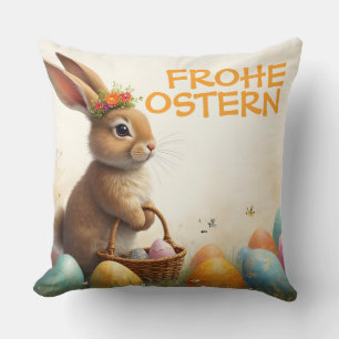 Cojín Decorativo Saludos de primavera del conejo de Pascua
