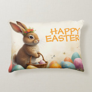 Cojín Decorativo Saludos de primavera del conejo de Pascua