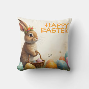 Cojín Decorativo Saludos de primavera del conejo de Pascua
