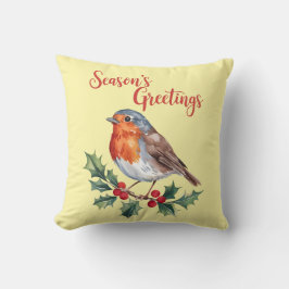 Cojín Decorativo Saludos de temporada de Robin animado