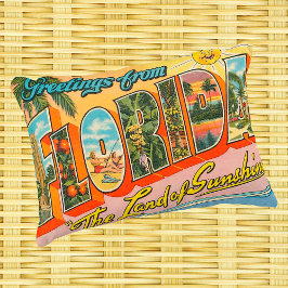 Cojín Decorativo Saludos desde el estilo vintage de Florida