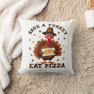 Cojín Decorativo Salva un Pavo Come Pizza – Pizza Divertida de Acci