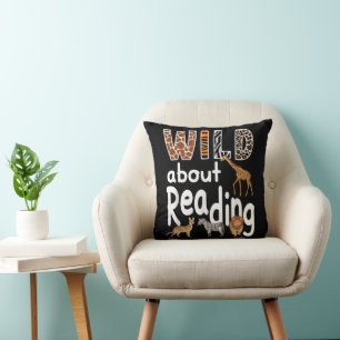 Cojín Decorativo Salvaje por leer Animales del zoológico Libro Lect