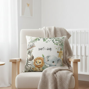 Cojín Decorativo Salvaje Safari de Animales de la Jungla Niño Bebé 